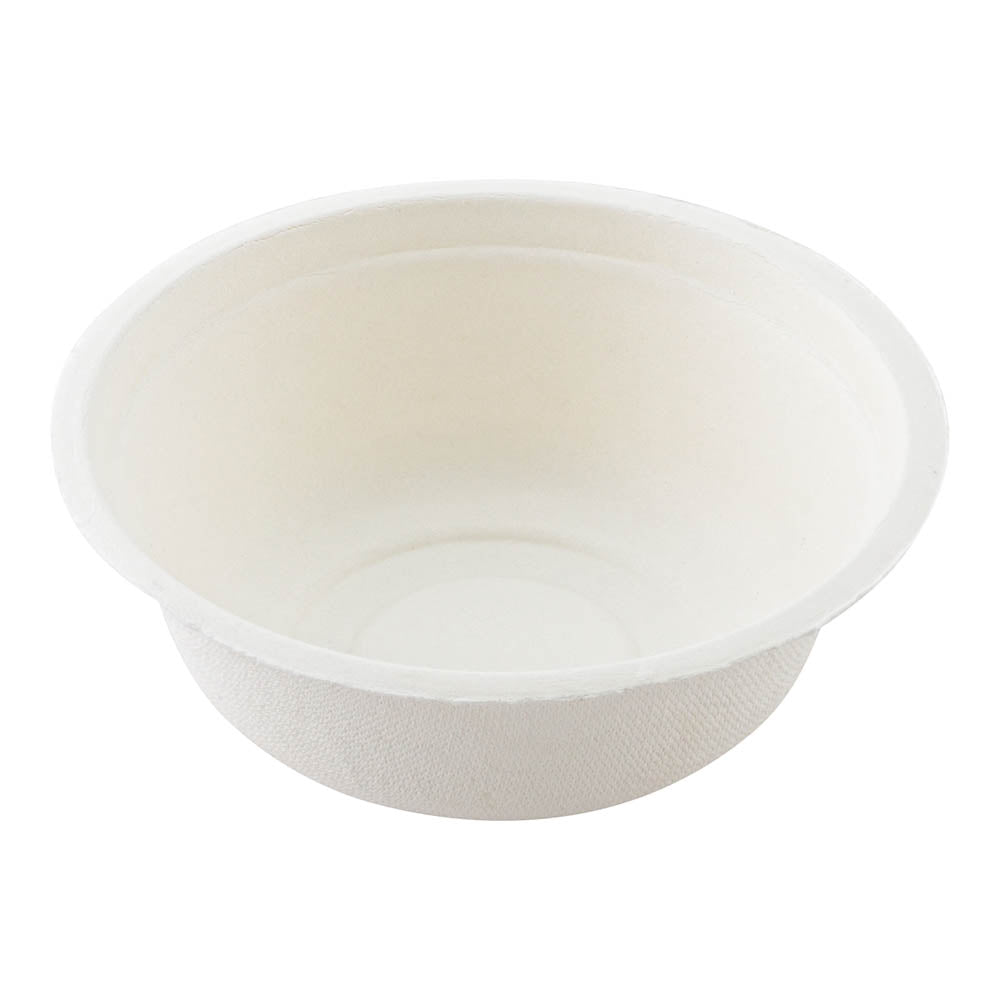 Pulp Tek 18 oz Round White Sugarcane / Bagasse Salad Bowl - 6 1/4" x 6 1/4" x 1 3/4" - 100 count box