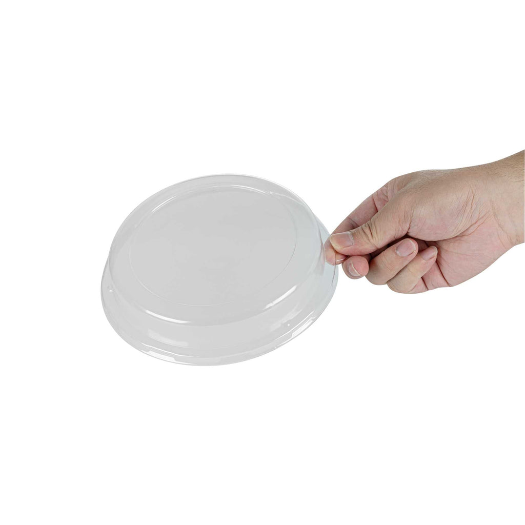 Pulp Safe Round Clear Plastic Dome Lid - Fits 32 oz Bagasse Salad Bowl - 100 count box
