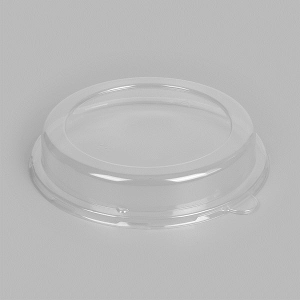 Pulp Safe Round Clear Plastic Dome Lid - Fits 32 oz Bagasse Salad Bowl - 100 count box