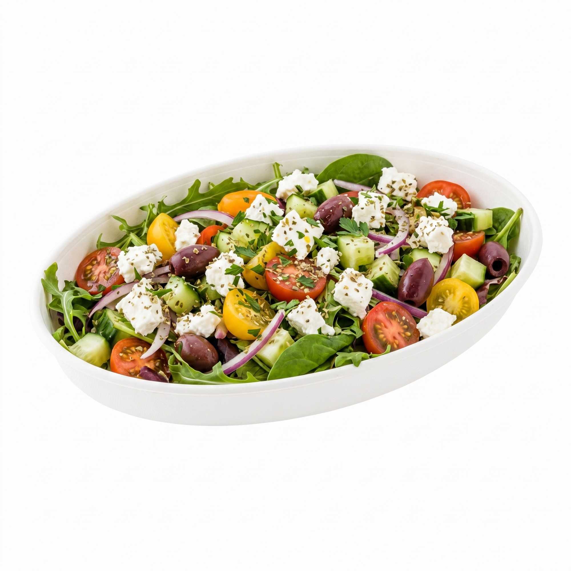 Pulp Tek 26 oz Oval White Sugarcane / Bagasse Salad Plate - 9 1/4" x 6" x 1 1/2" - 100 count box
