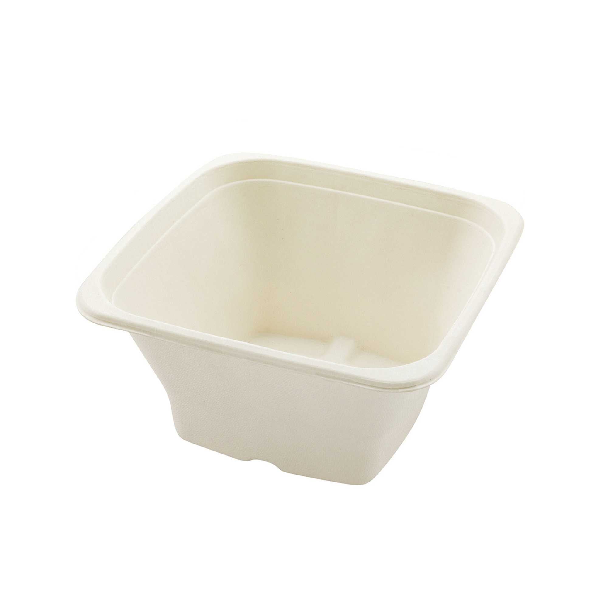 Pulp Tek 42 oz Square White Sugarcane / Bagasse Tall Bowl - 7" x 7" x 3 1/2" - 100 count box