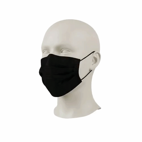 Clean Tek Professional Black Disposable Earloop Face Mask - 3-Layer Filtration - 7" x 3 3/4" - 50 count box