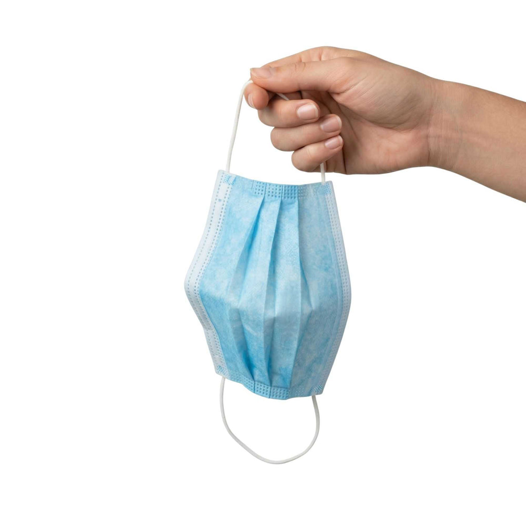 Clean Tek Professional Blue Disposable Earloop Face Mask - 3-Layer Filtration - 7" x 3 3/4" - 1000 count box