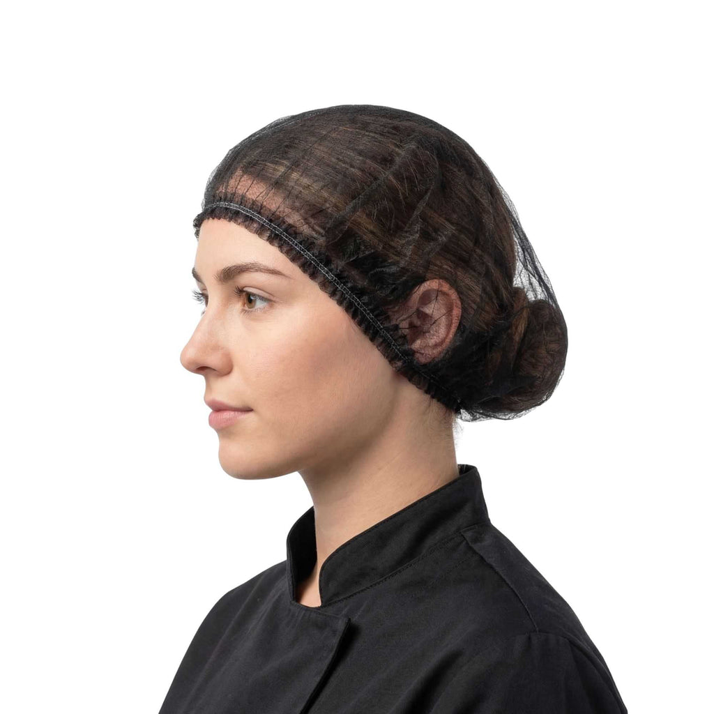 Clean Tek Professional Black Disposable Bouffant Cap Hair Net - 21" - 1000 count box