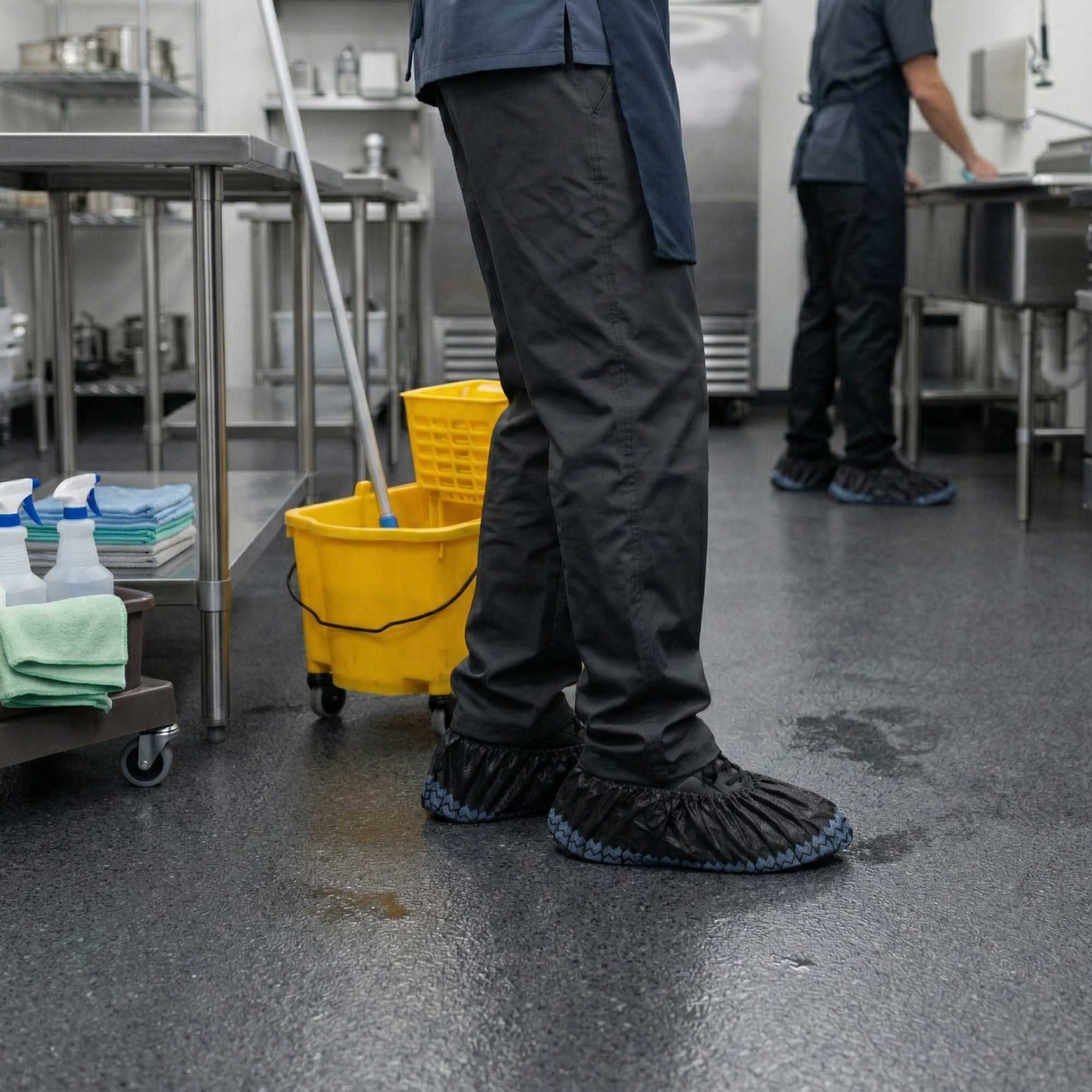 Clean Tek Professional Black Shoe Cover - with Non-Skid Bottom - 15 1/2" - 100 count box