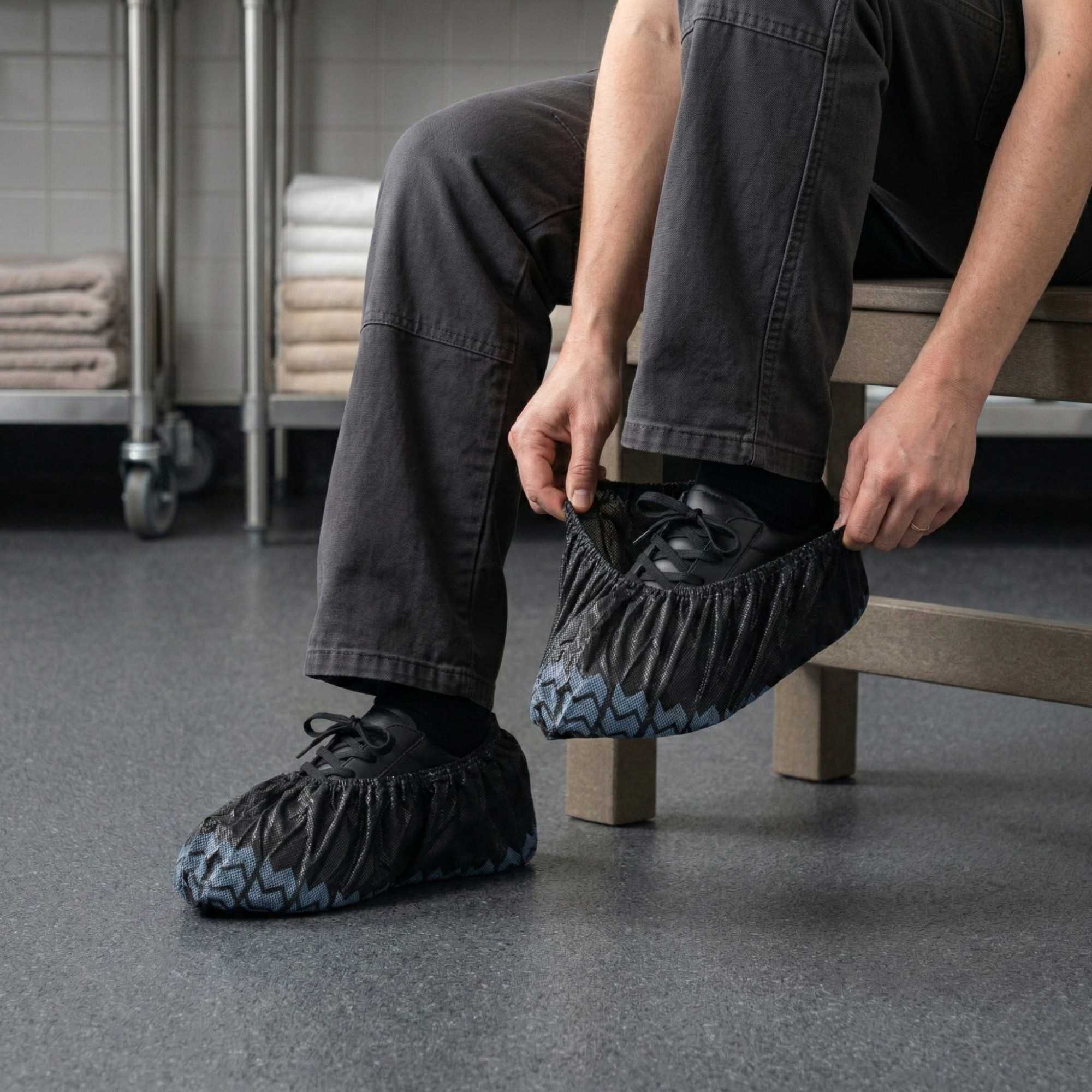 Clean Tek Professional Black Shoe Cover - with Non-Skid Bottom - 15 1/2" - 1000 count box