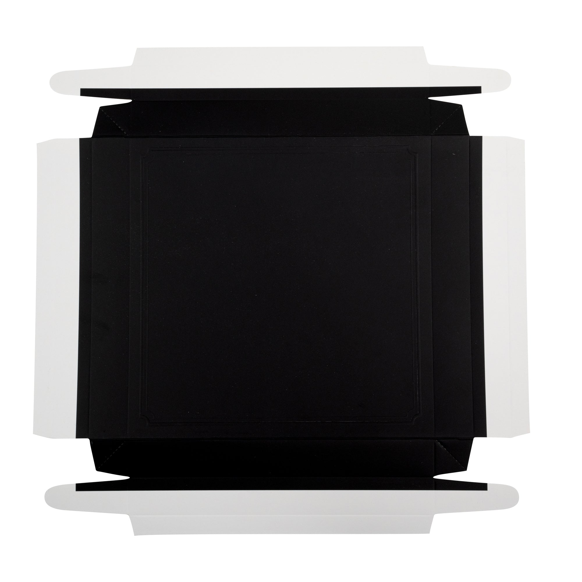 Sweet Vision Square Clear Plastic Cake Box - Black Lid and White Base, Black Ribbon, Tree Accent - 8 1/2" x 8 1/2" x 6 3/4" - 10 count box