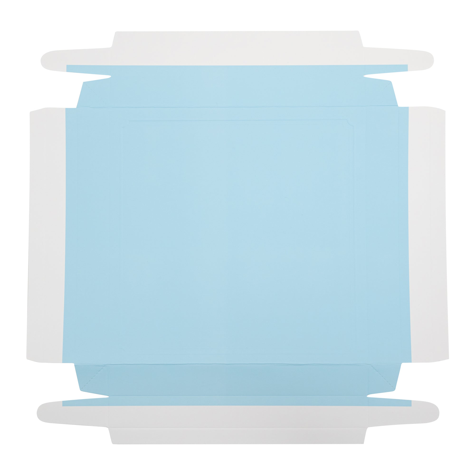 Sweet Vision Square Clear Plastic Cake Box - Blue Lid and White Base, Blue Ribbon, Flower Accent - 8 1/2" x 8 1/2" x 6 3/4" - 10 count box
