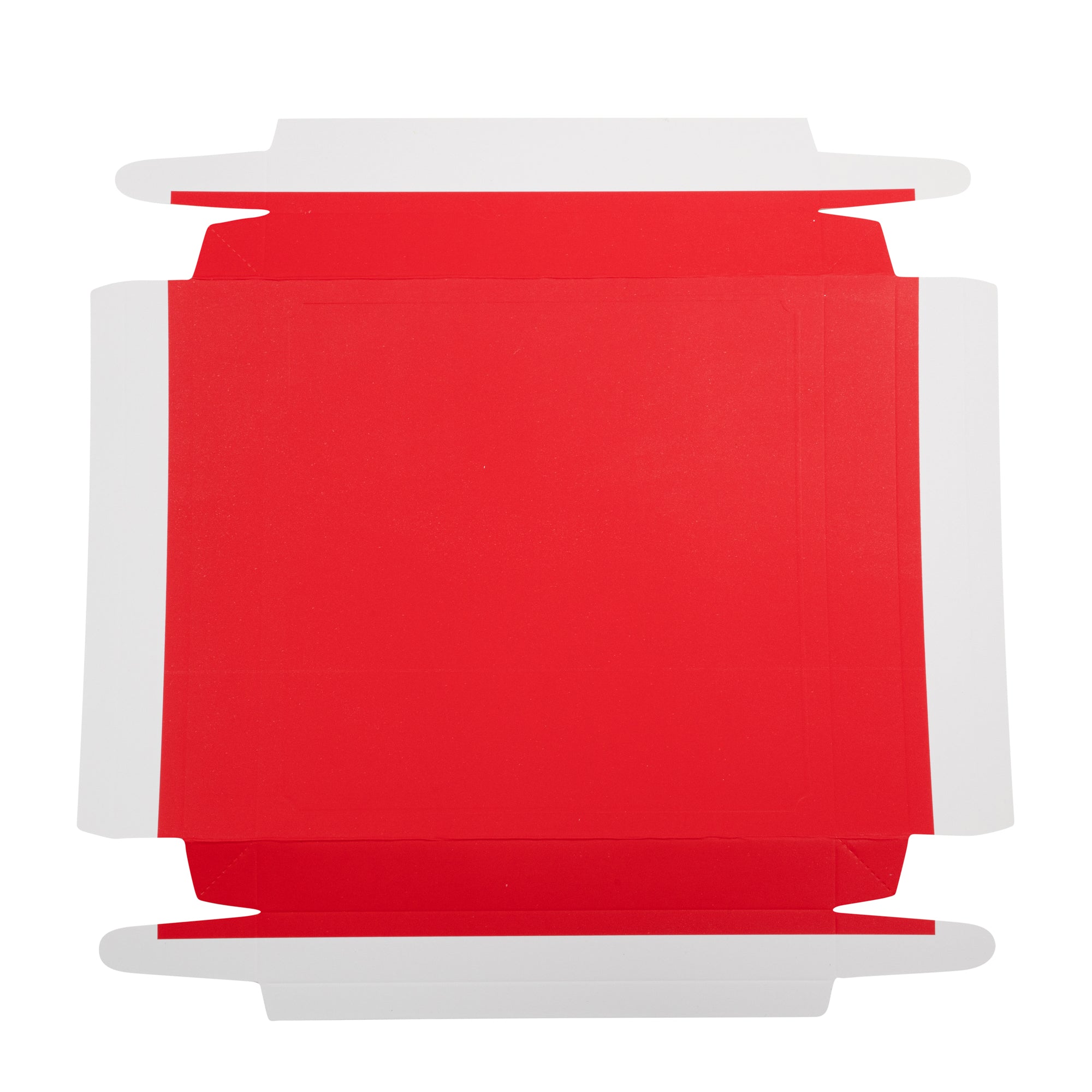 Sweet Vision Square Clear Plastic Cake Box - Red Lid / Ribbon, White Base, Flower / Bird Accent - 8 1/2" x 8 1/2" x 6 3/4" - 10 count box