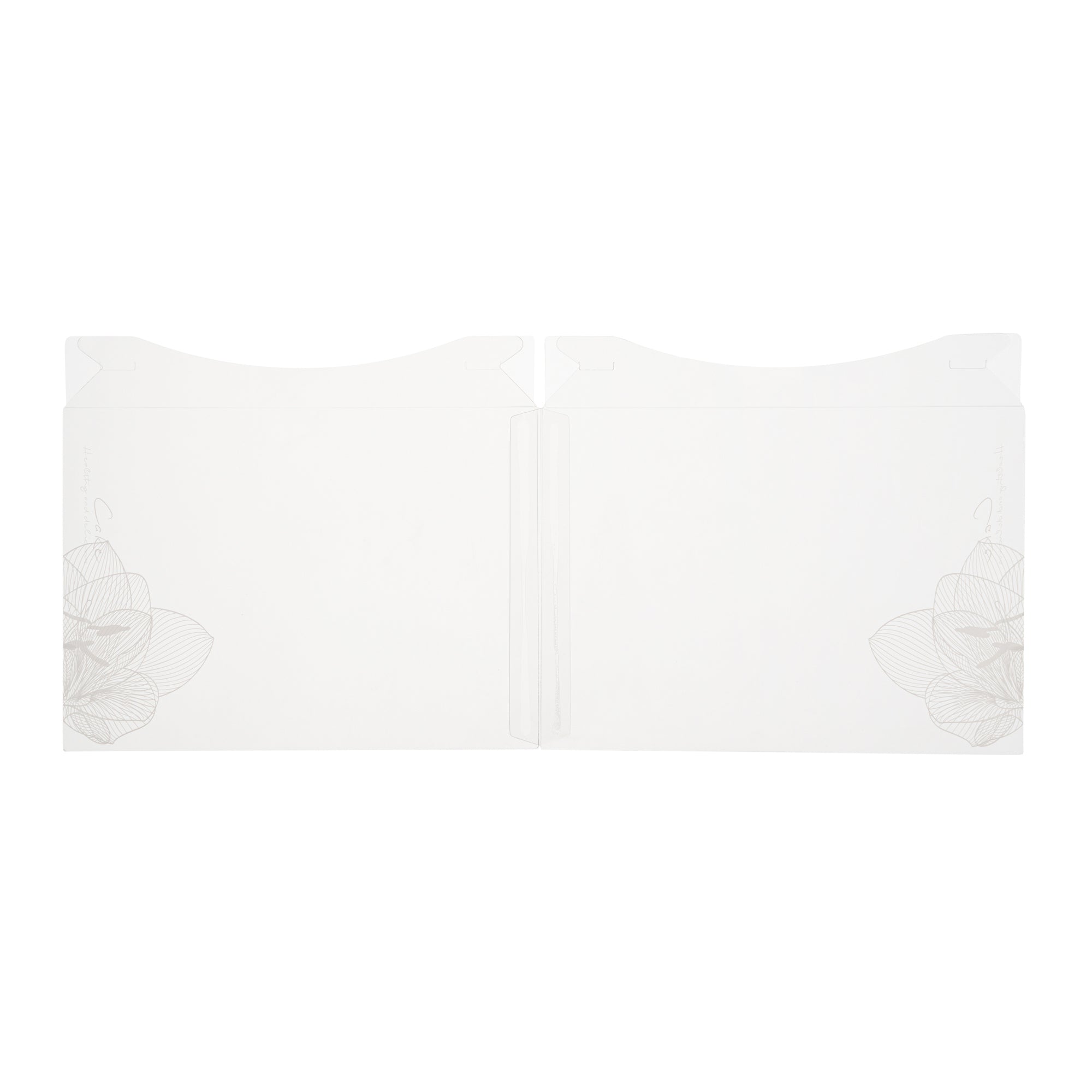 Sweet Vision Square Clear Plastic Cake Box - White Lid and White Base, Gray Ribbon, Lotus Accent - 8 1/2" x 8 1/2" x 6 3/4" - 10 count box