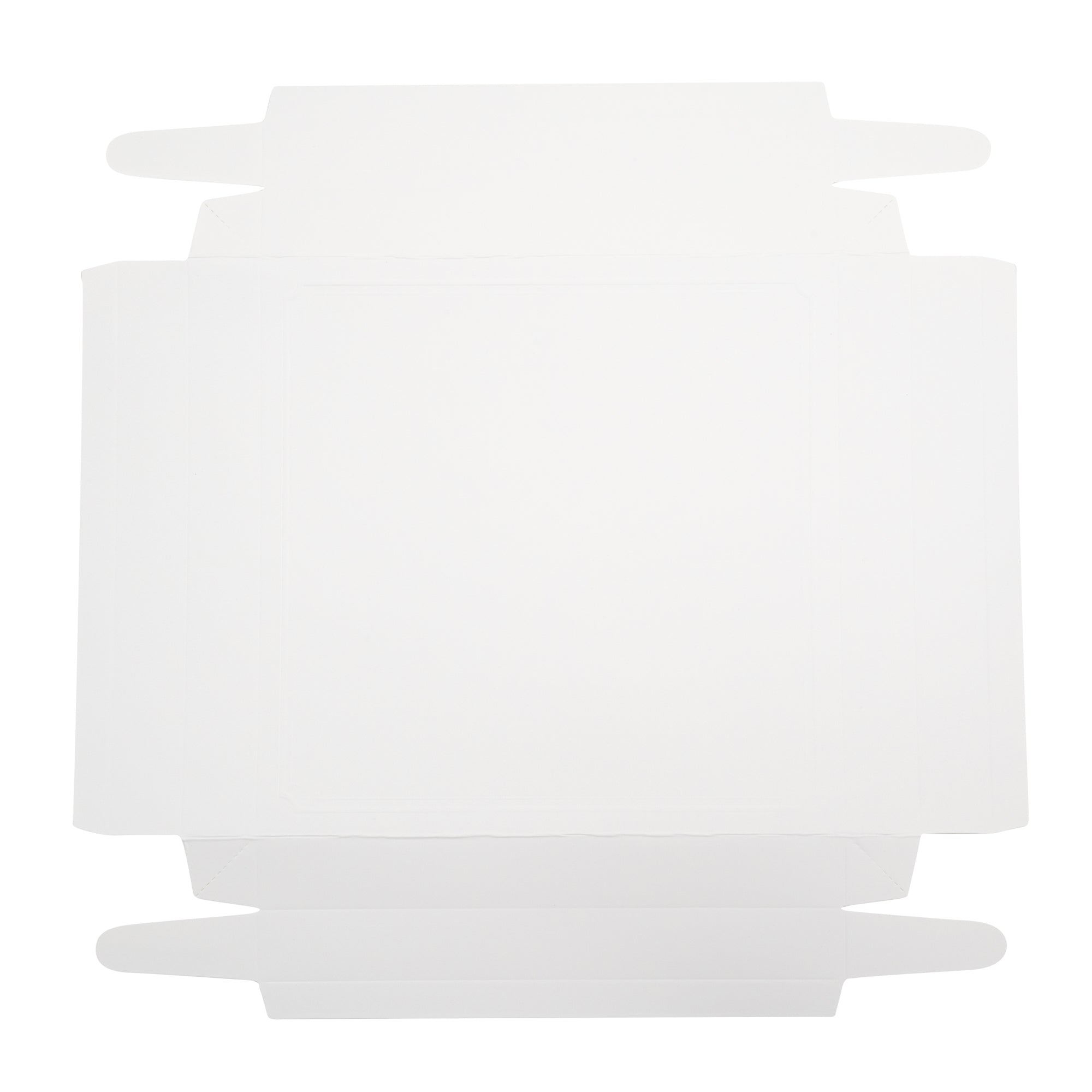 Sweet Vision Square Clear Plastic Cake Box - White Lid and White Base, Gray Ribbon, Lotus Accent - 8 1/2" x 8 1/2" x 6 3/4" - 10 count box