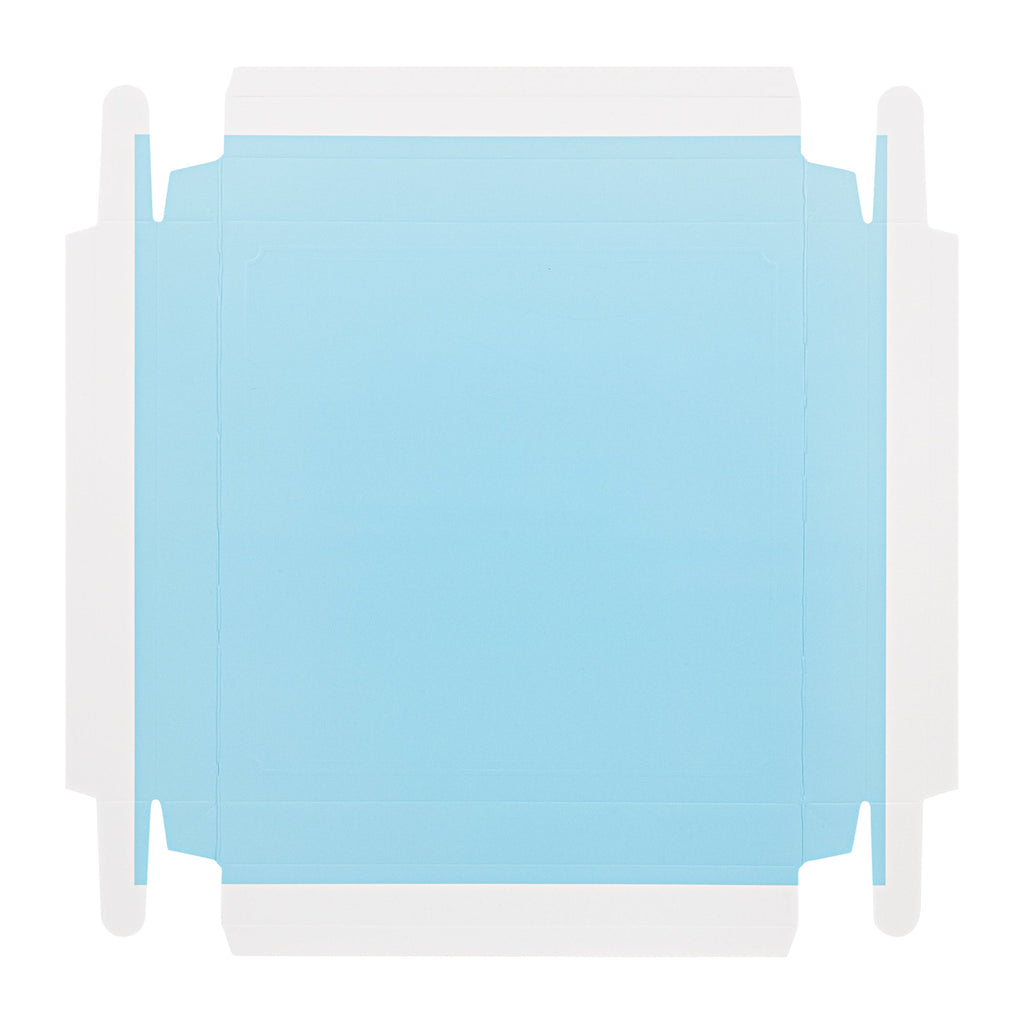 Sweet Vision Square Clear Plastic Cake Box - Blue Lid and White Base, Blue Ribbon, Flower Accent - 10" x 10" x 8 1/4" - 10 count box