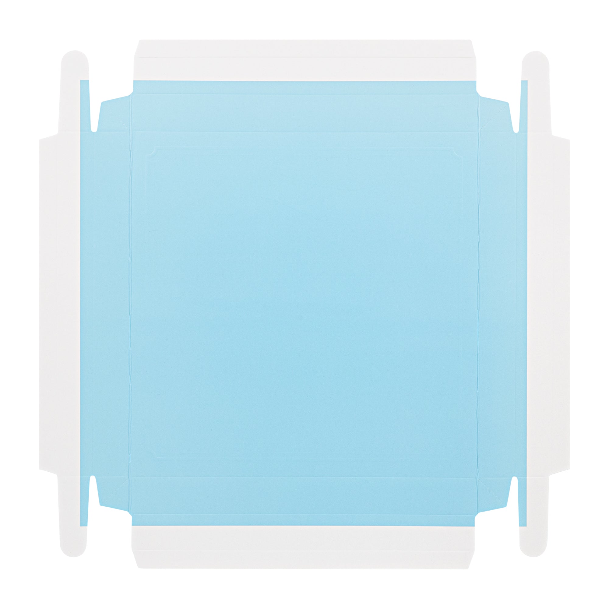 Sweet Vision Square Clear Plastic Cake Box - Blue Lid and White Base, Blue Ribbon, Flower Accent - 10" x 10" x 8 1/4" - 10 count box