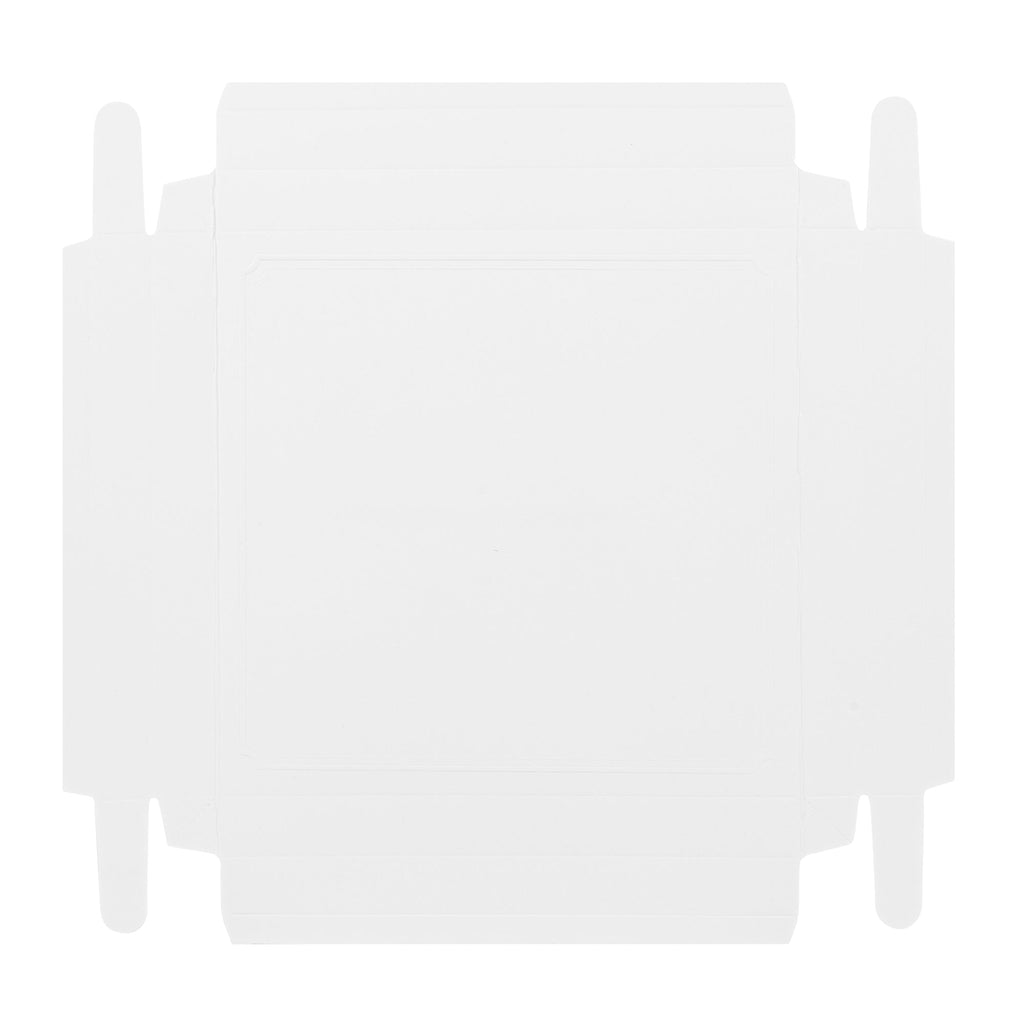 Sweet Vision Square Clear Plastic Cake Box - White Lid and White Base, Gray Ribbon, Lotus Accent - 10" x 10" x 8 1/4" - 10 count box