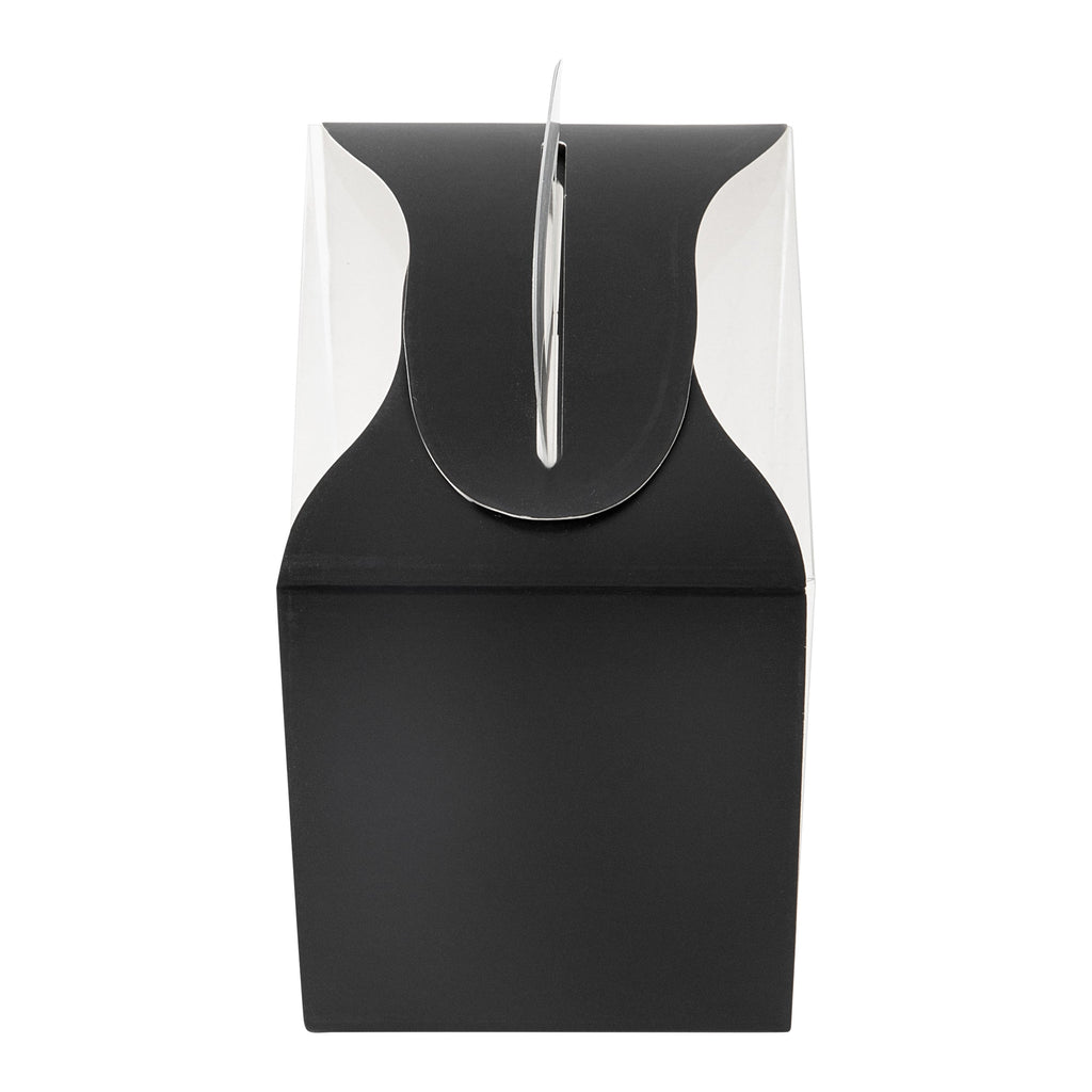 Sweet Vision Rectangle Clear Plastic Cupcake Box - with Handle, Black Paper Wrap, Tree Accent - 5" x 3 1/4" x 4" - 100 count box