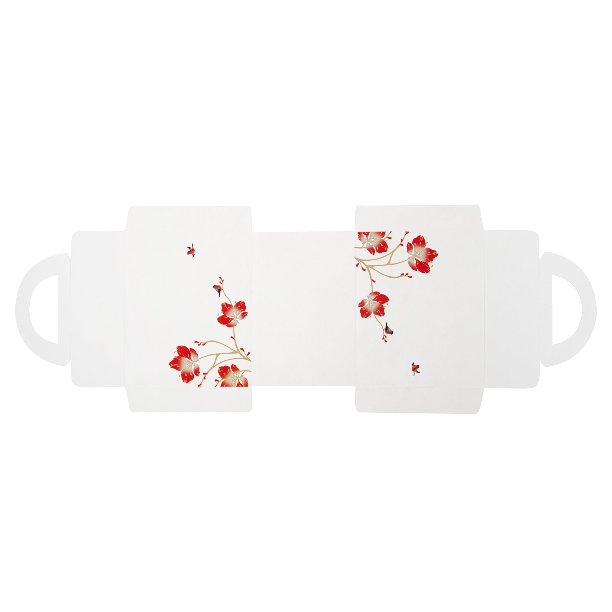 Sweet Vision Rectangle Clear Plastic Cupcake Box - with Handle, Red Paper Wrap, Flower / Bird Accent - 5" x 3 1/4" x 4" - 100 count box
