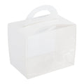 Sweet Vision Rectangle Clear Plastic Cupcake Box - with Handle, White Paper Wrap, Lotus Accent - 5" x 3 1/4" x 4" - 100 count box