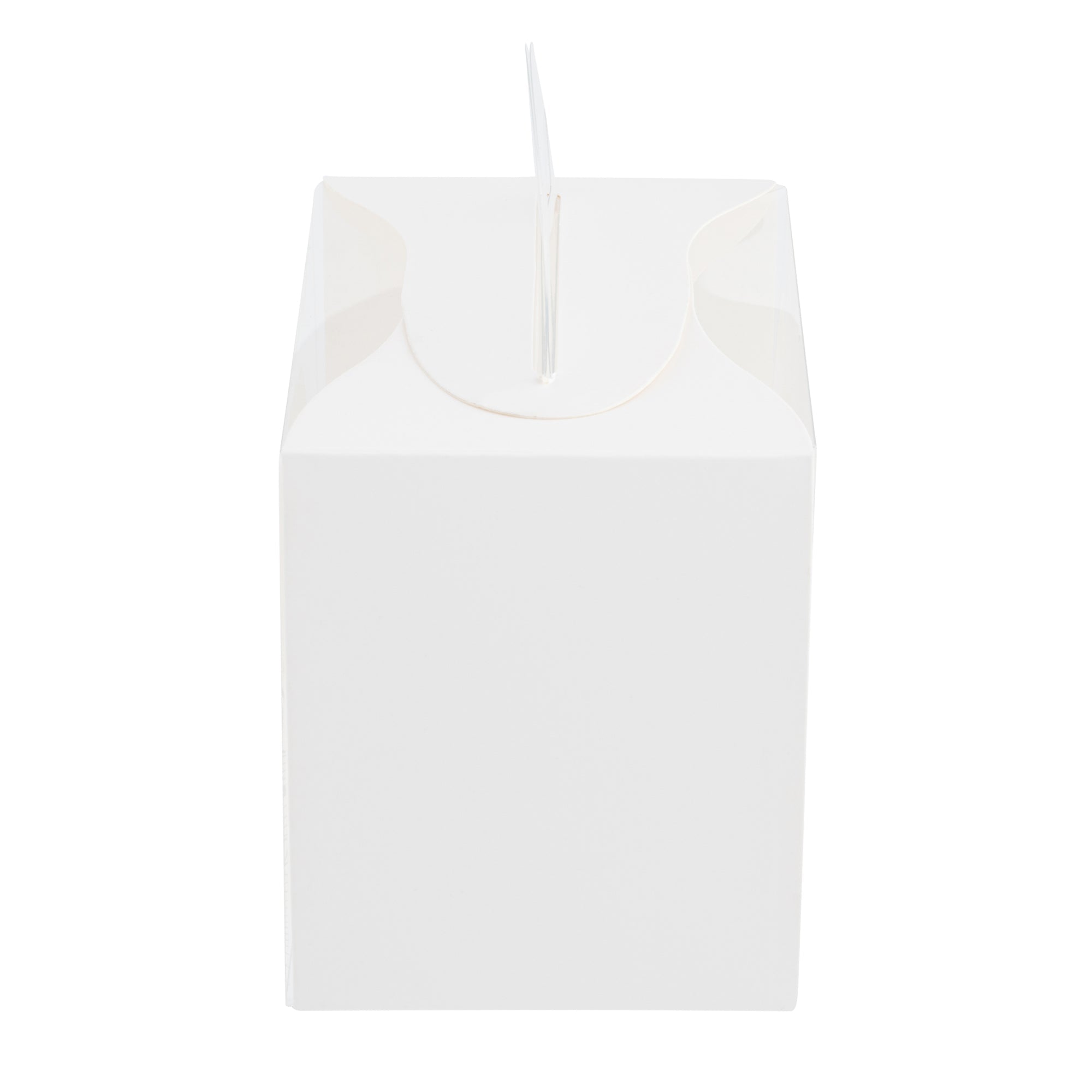 Sweet Vision Rectangle Clear Plastic Cupcake Box - with Handle, White Paper Wrap, Lotus Accent - 5" x 3 1/4" x 4" - 100 count box