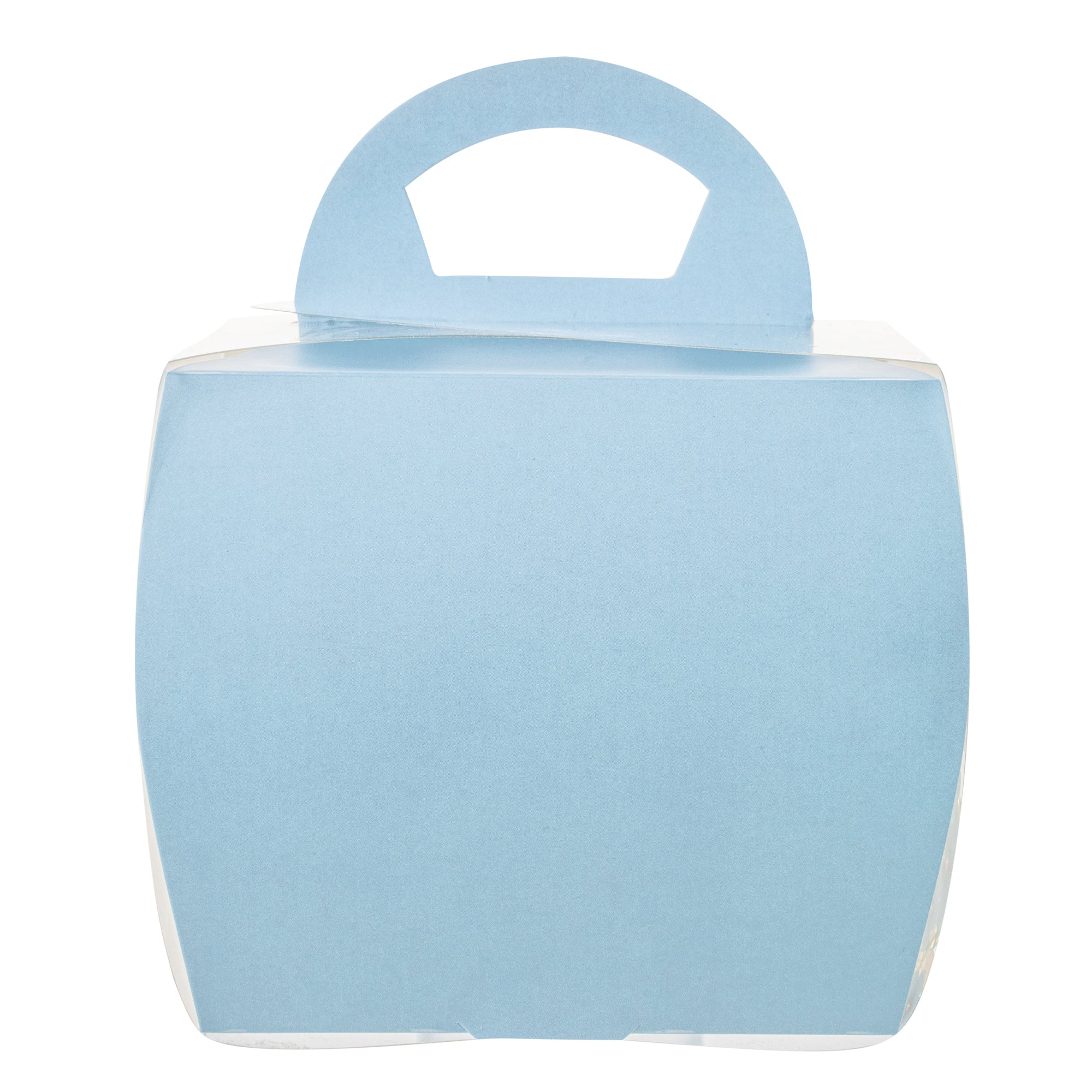 Sweet Vision Square Clear Plastic Cupcake Box - with Handle, Blue Paper Wrap, Flower Accent - 4" x 4" x 4 1/4" - 100 count box