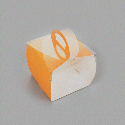 Sweet Vision Square Clear Plastic Cupcake Box - with Handle, Orange Paper Wrap, Leaf Accent - 4" x 4" x 4 1/4" - 100 count box