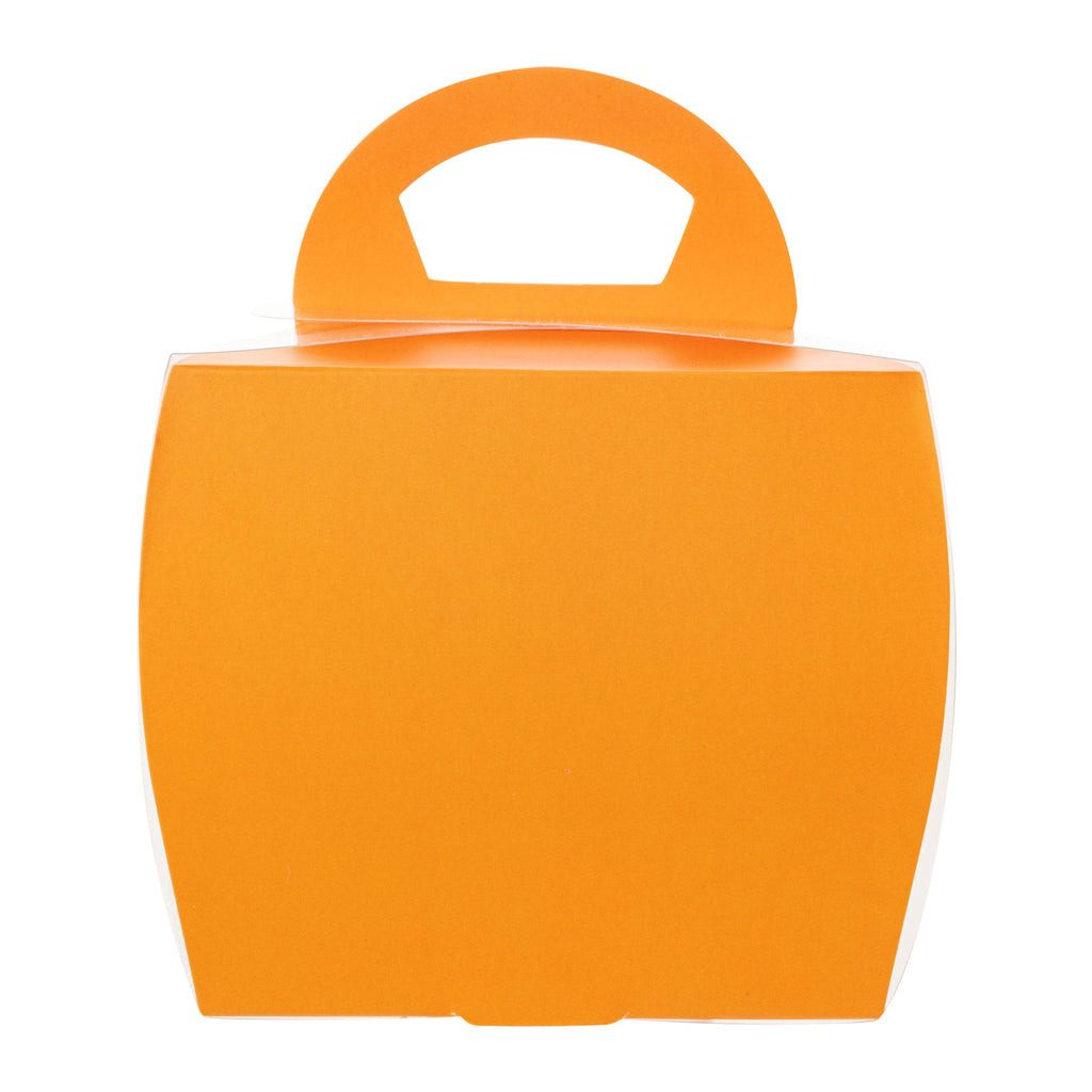 Sweet Vision Square Clear Plastic Cupcake Box - with Handle, Orange Paper Wrap, Leaf Accent - 4" x 4" x 4 1/4" - 100 count box