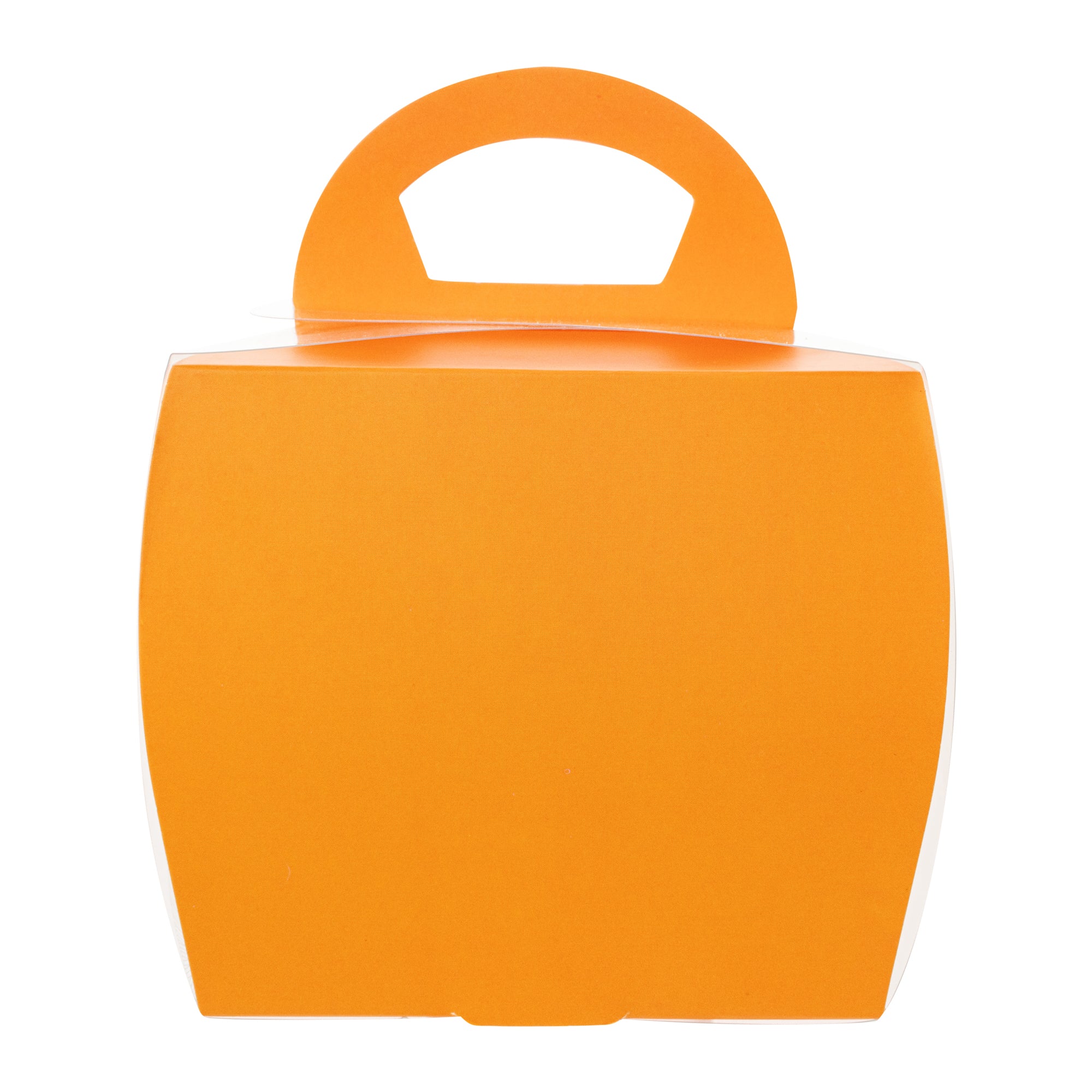 Sweet Vision Square Clear Plastic Cupcake Box - with Handle, Orange Paper Wrap, Leaf Accent - 4" x 4" x 4 1/4" - 100 count box