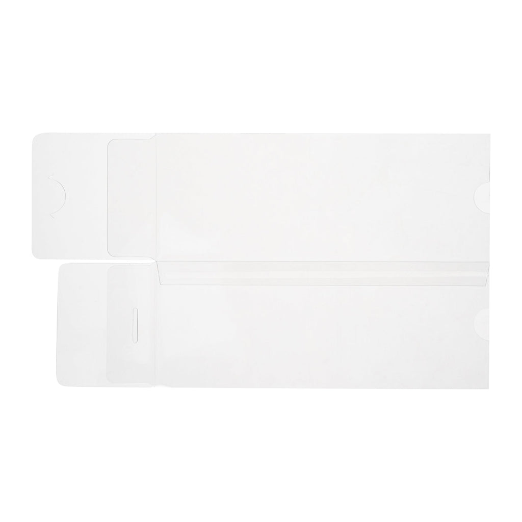 Sweet Vision Rectangle Clear Plastic Eclair Box - White Paper Sleeve, Lotus Accent - 7" x 2 1/2" x 2 1/2" - 100 count box
