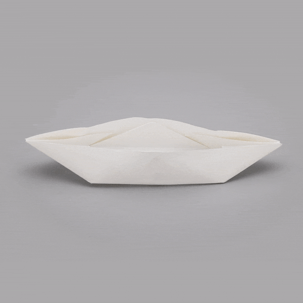 Bio Tek 12 oz White Paper Handmade Origami Boat - Greaseproof - 13 1/2" x 4" x 1 1/2" - 100 count box
