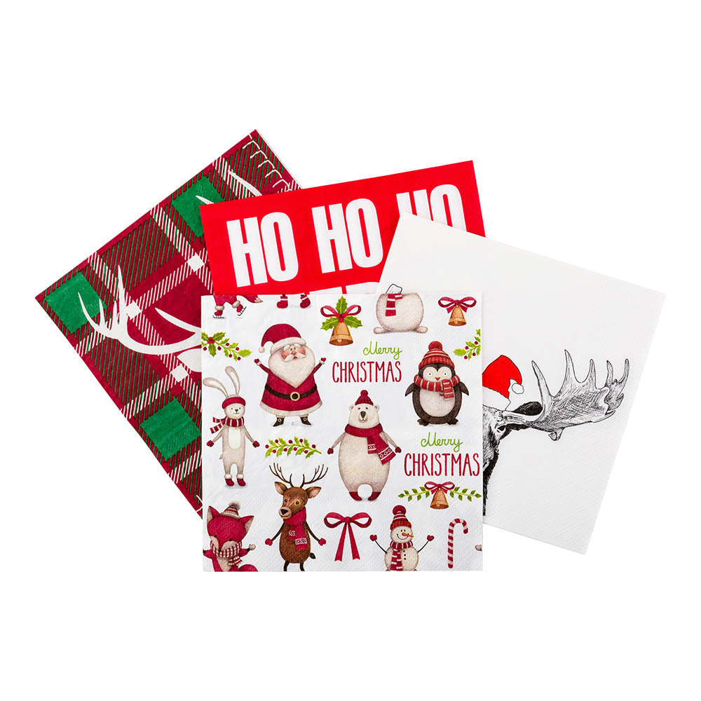 Luxenap White Paper Luncheon Napkin - Merry Christmas - 13" x 13" - 20 count box
