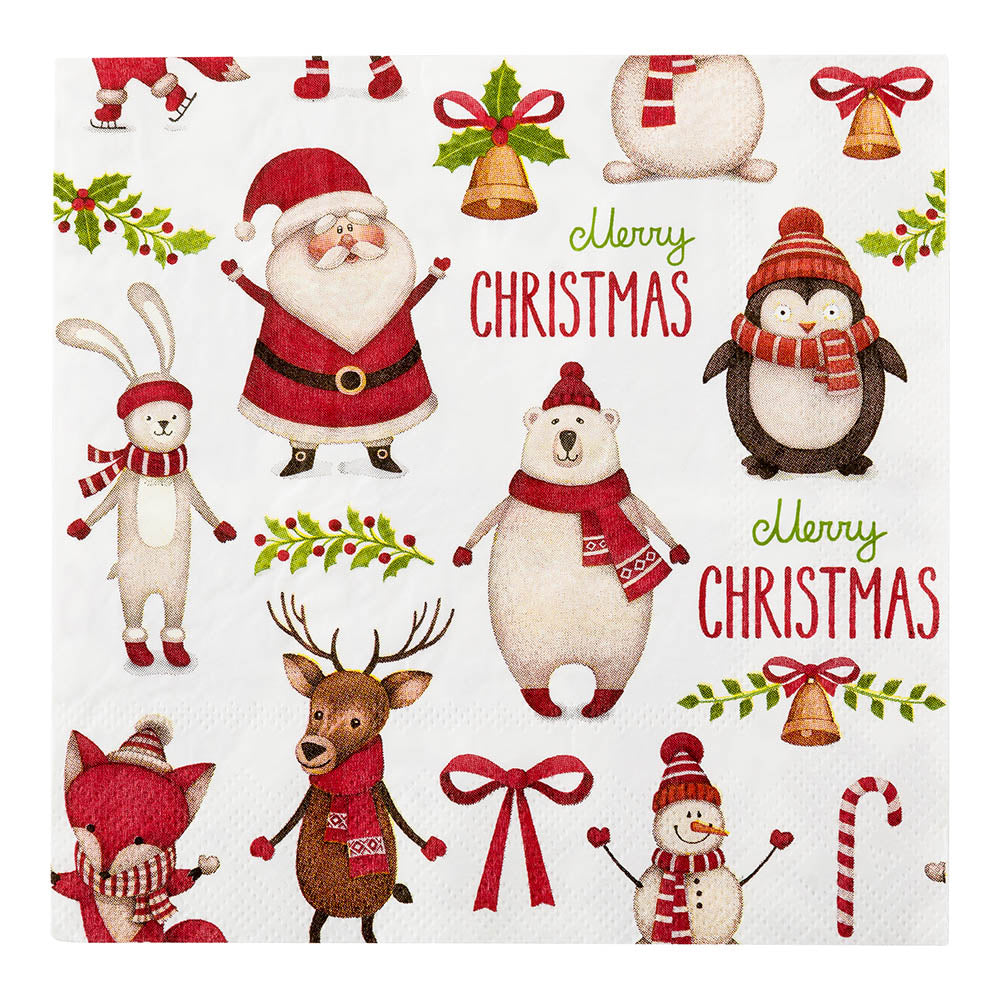 Luxenap White Paper Luncheon Napkin - Merry Christmas - 13" x 13" - 20 count box