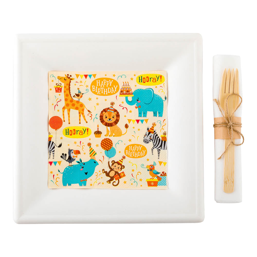 Luxenap Assorted Paper Luncheon Napkin - Jungle Safari - 13" x 13" - 20 count box