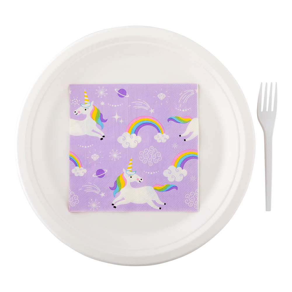 Luxenap Purple Paper Luncheon Napkin - Magical Unicorn - 13" x 13" - 500 count box