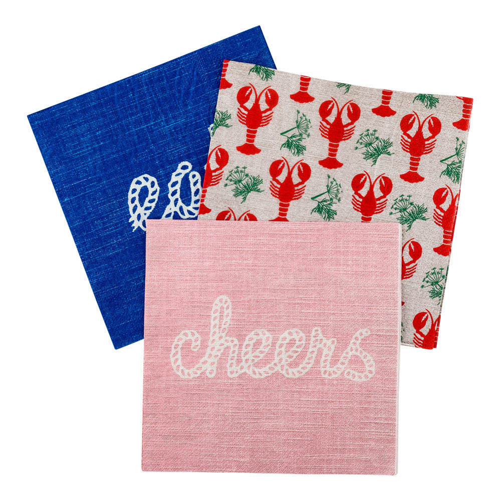 Luxenap Pink Paper Luncheon Napkin - Cheers, Rope Script - 13" x 13" - 500 count box