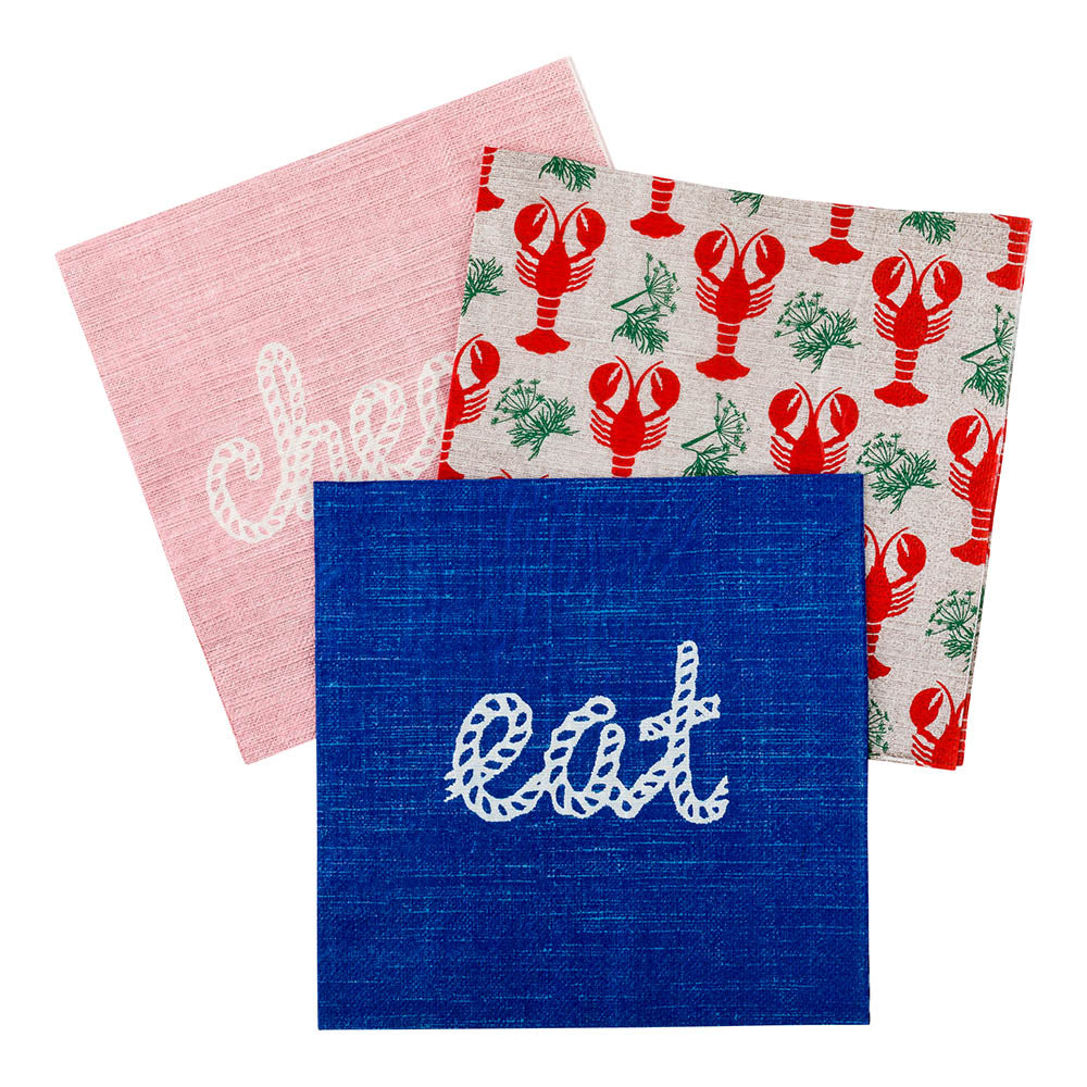 Luxenap Navy Paper Luncheon Napkin - Eat, Rope Script - 13" x 13" - 20 count box