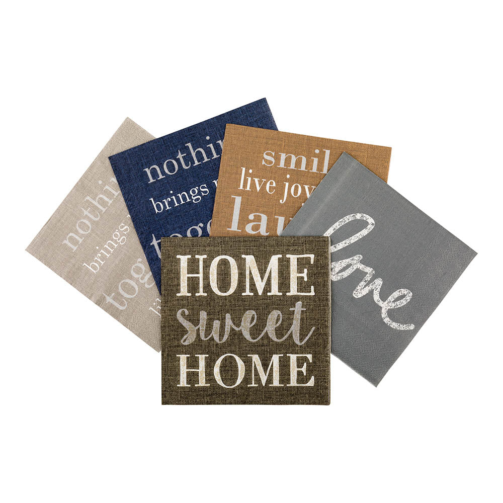 Luxenap Dark Gray Paper Luncheon Napkin - Home Sweet Home - 13" x 13" - 20 count box