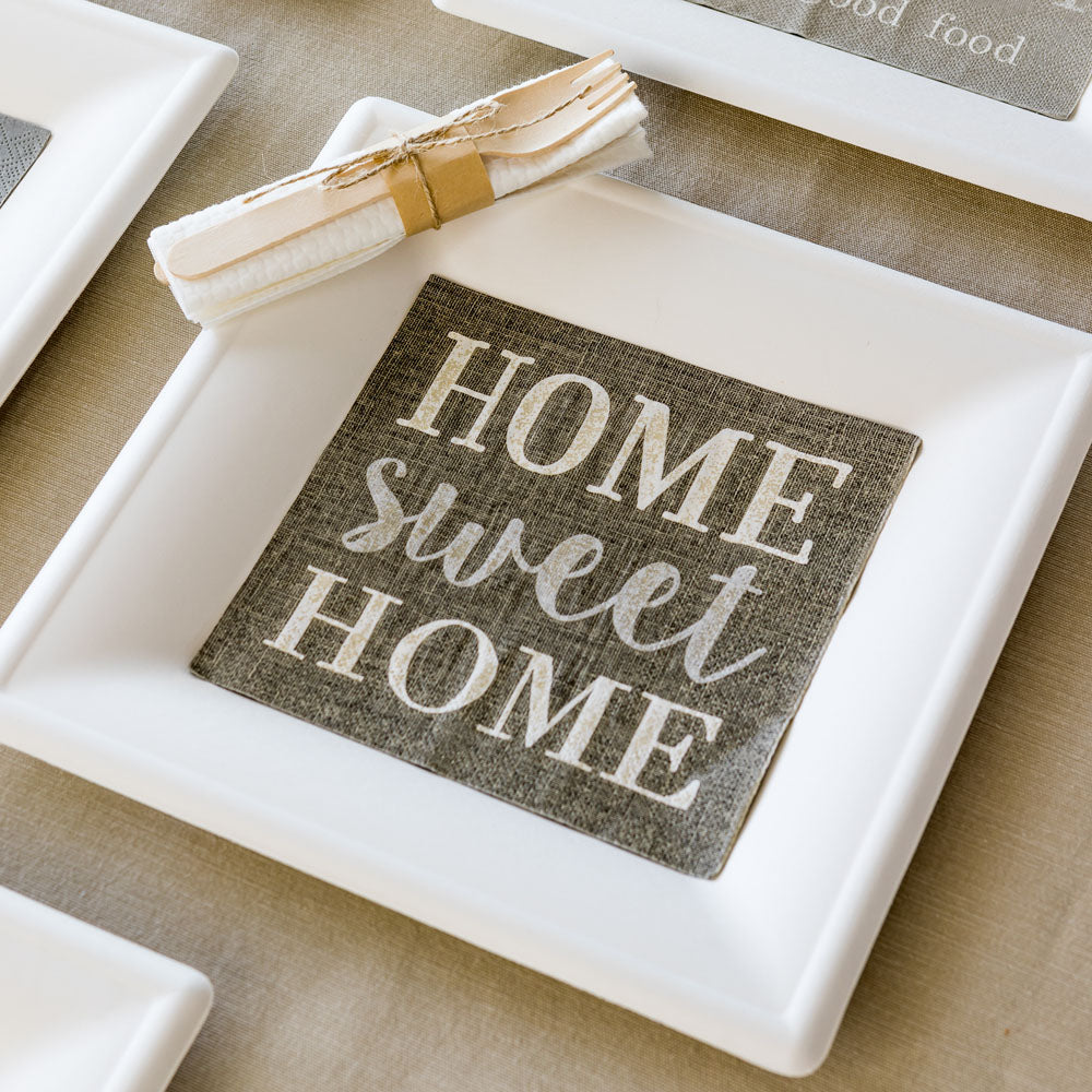 Napluxe Dark Gray Paper Luncheon Napkin - Home Sweet Home - 13" x 13" - 500 count box