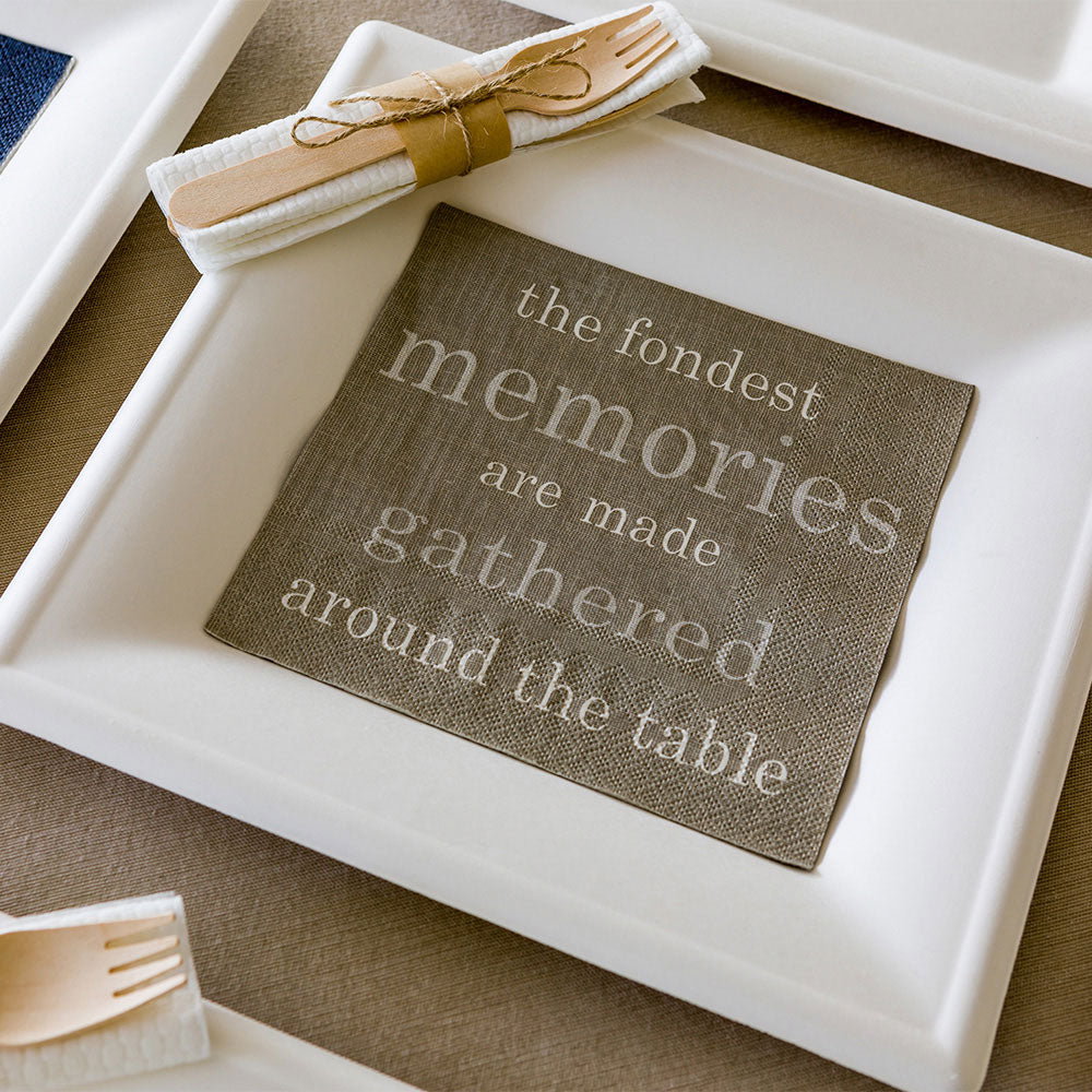 Luxenap Gray Paper Luncheon Napkin - Fondest Memories - 13" x 13" - 500 count box