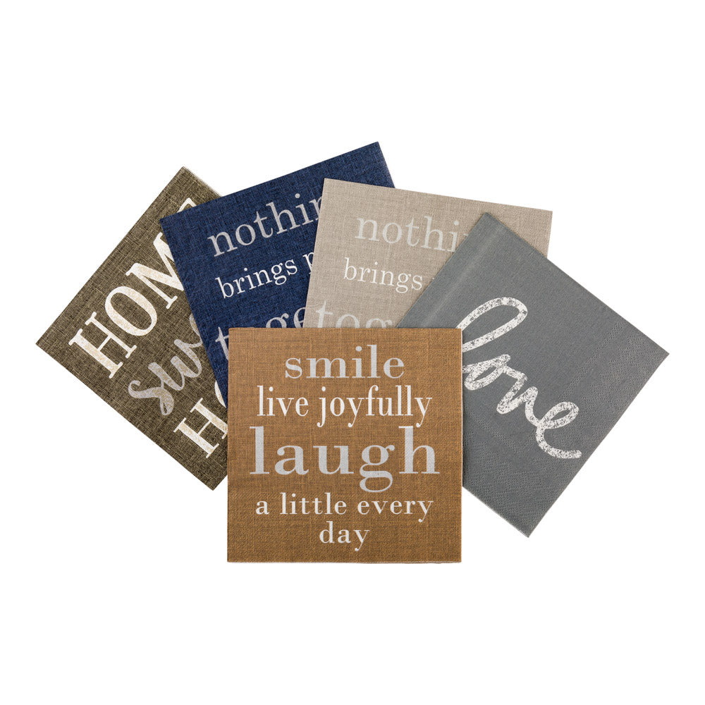 Luxenap Brown Paper Luncheon Napkin - Live Joyfully - 13" x 13" - 20 count box