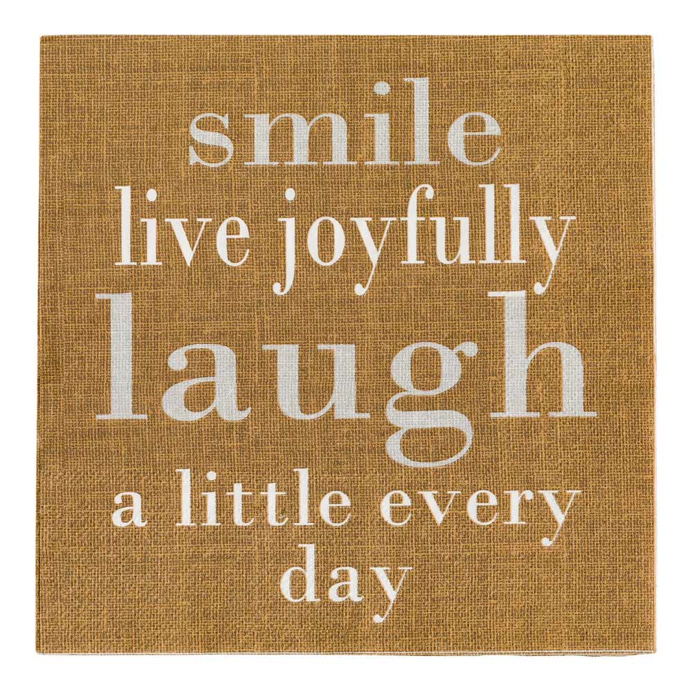 Luxenap Brown Paper Luncheon Napkin - Live Joyfully - 13" x 13" - 20 count box