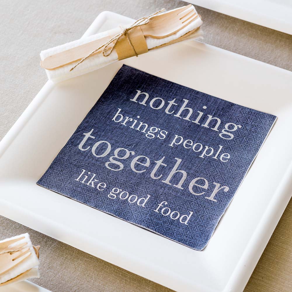 Luxenap Navy Paper Luncheon Napkin - Good Food - 13" x 13" - 20 count box