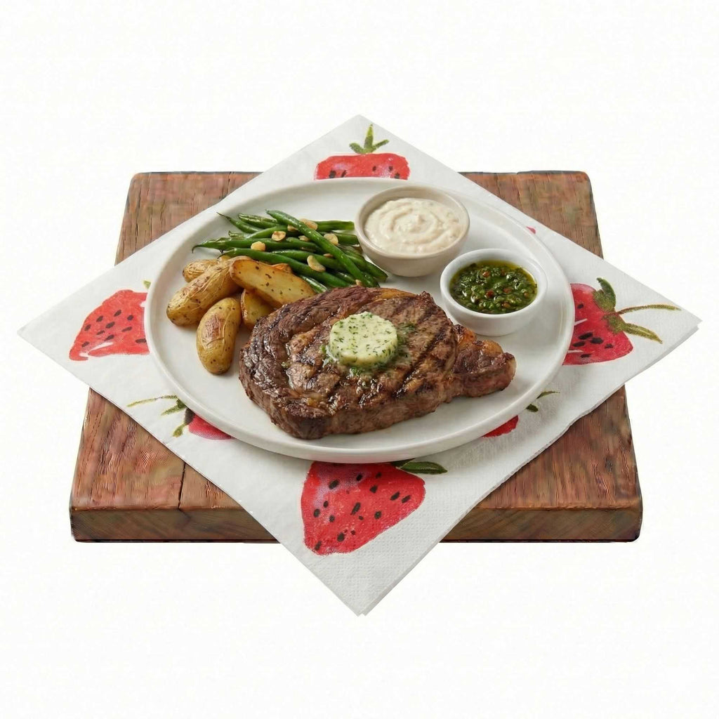 Luxenap White Paper Luncheon Napkin - Strawberry Watercolor - 13" x 13" - 500 count box