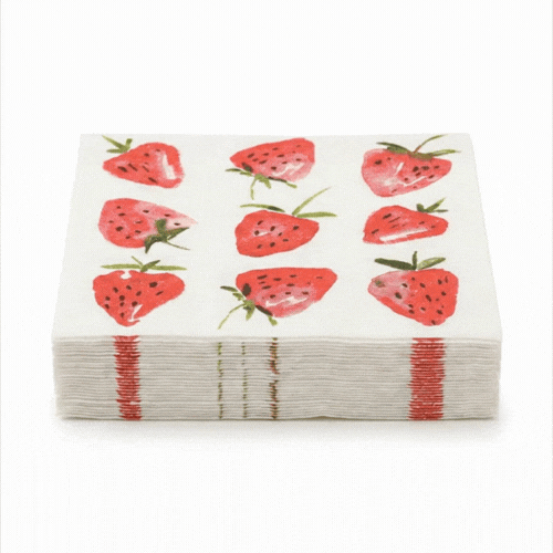 Luxenap White Paper Luncheon Napkin - Strawberry Watercolor - 13" x 13" - 500 count box