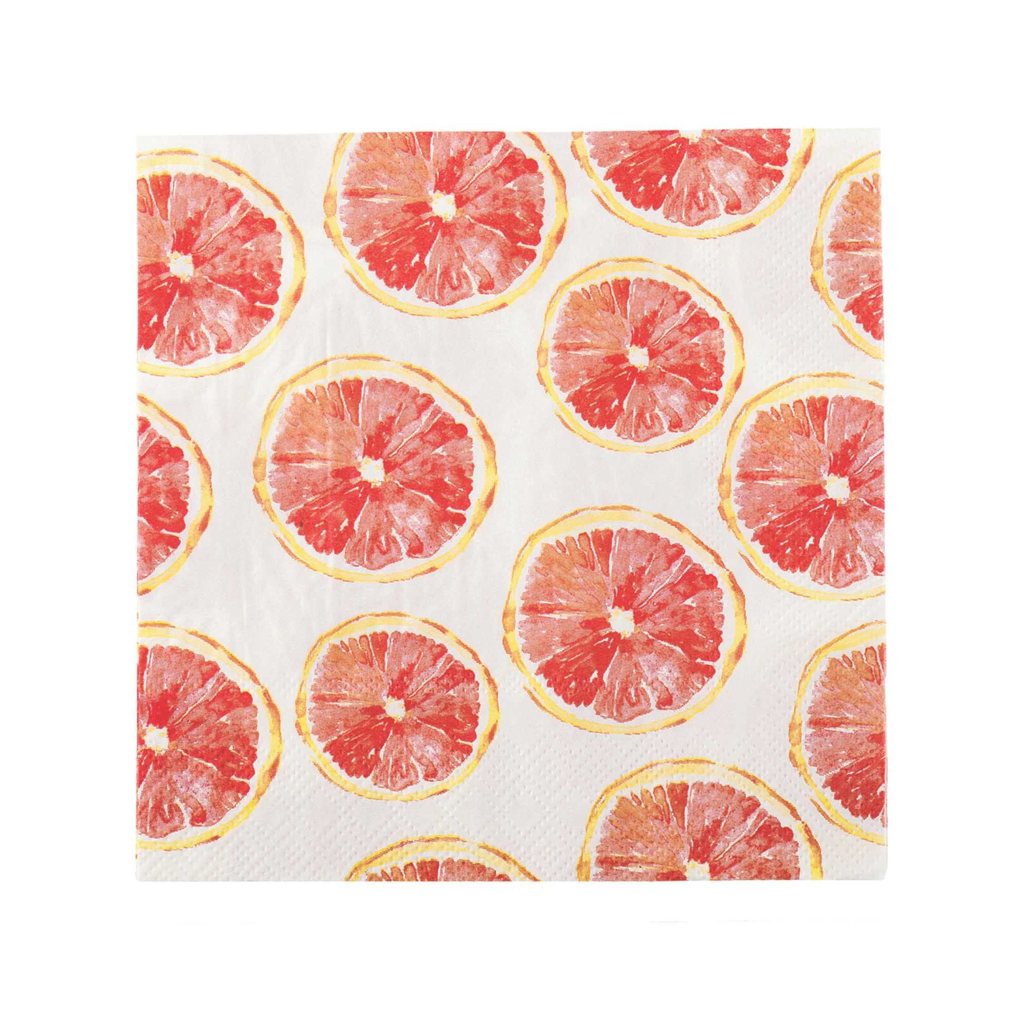 Luxenap White Paper Luncheon Napkin - Grapefruit Watercolor - 13" x 13" - 20 count box