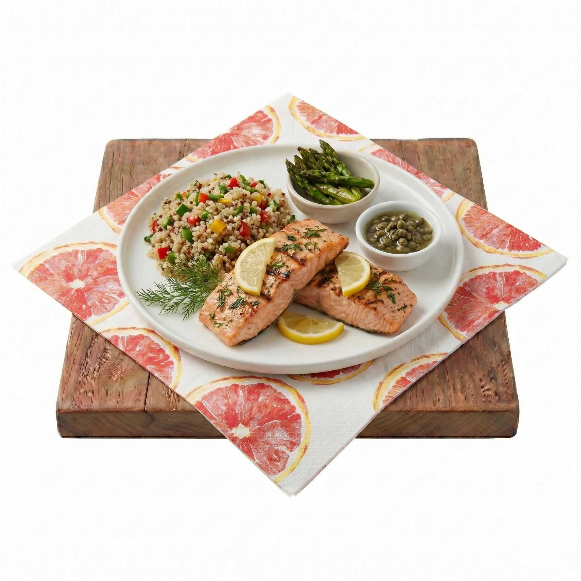 Luxenap White Paper Luncheon Napkin - Grapefruit Watercolor - 13" x 13" - 20 count box