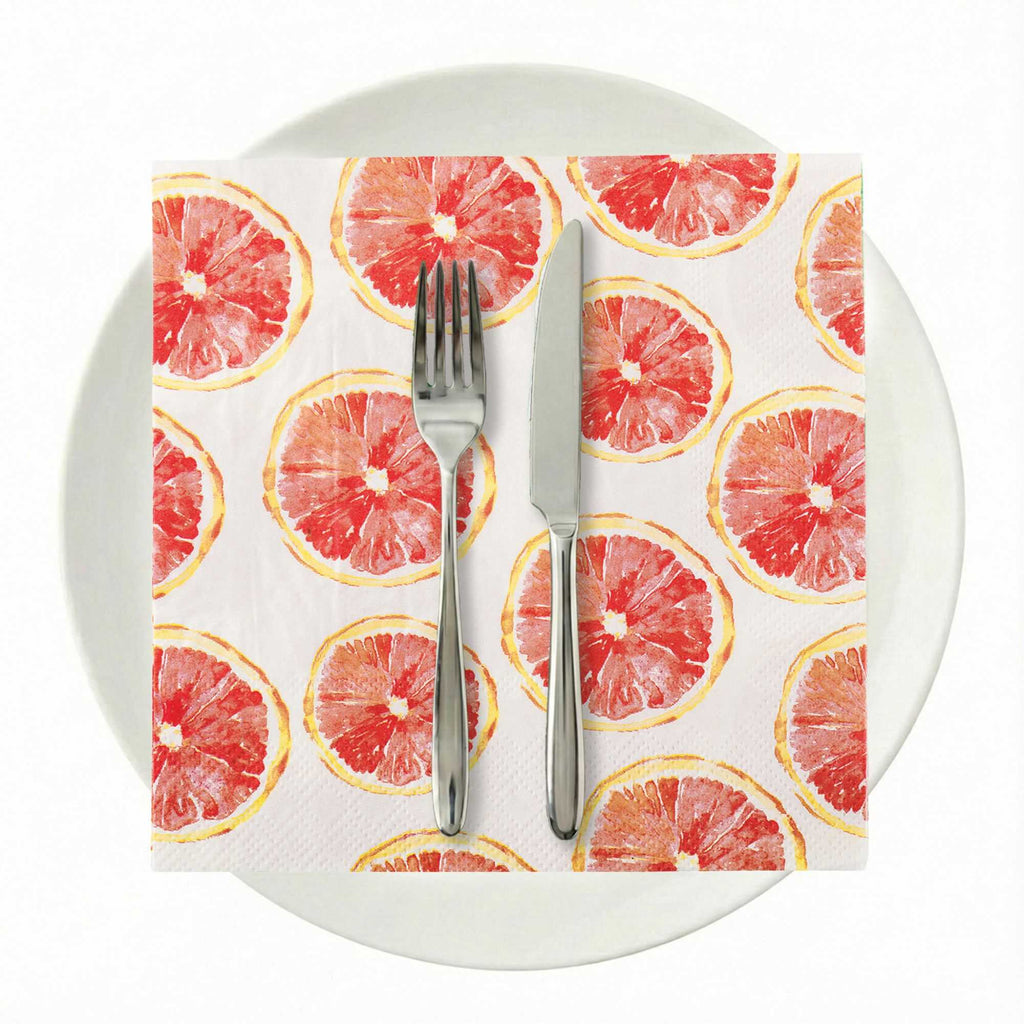 Luxenap White Paper Luncheon Napkin - Grapefruit Watercolor - 13" x 13" - 500 count box