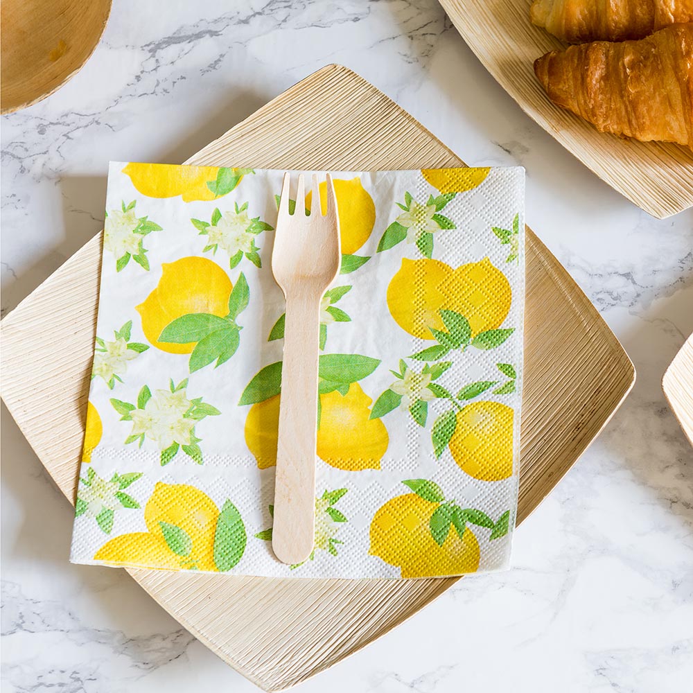 Luxenap White Paper Luncheon Napkin - Lemon - 13" x 13" - 20 count box