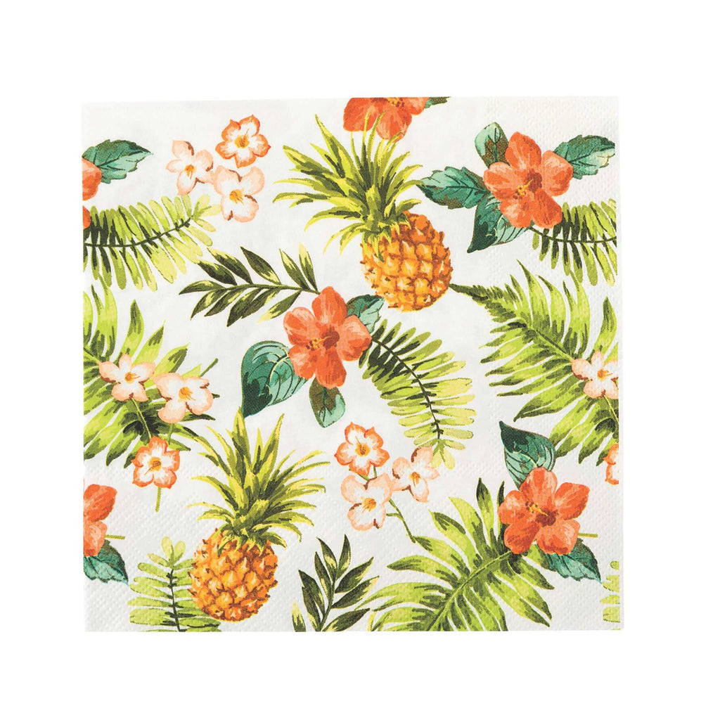 Luxenap White Paper Luncheon Napkin - Hawaiian Vacation - 13" x 13" - 20 count box