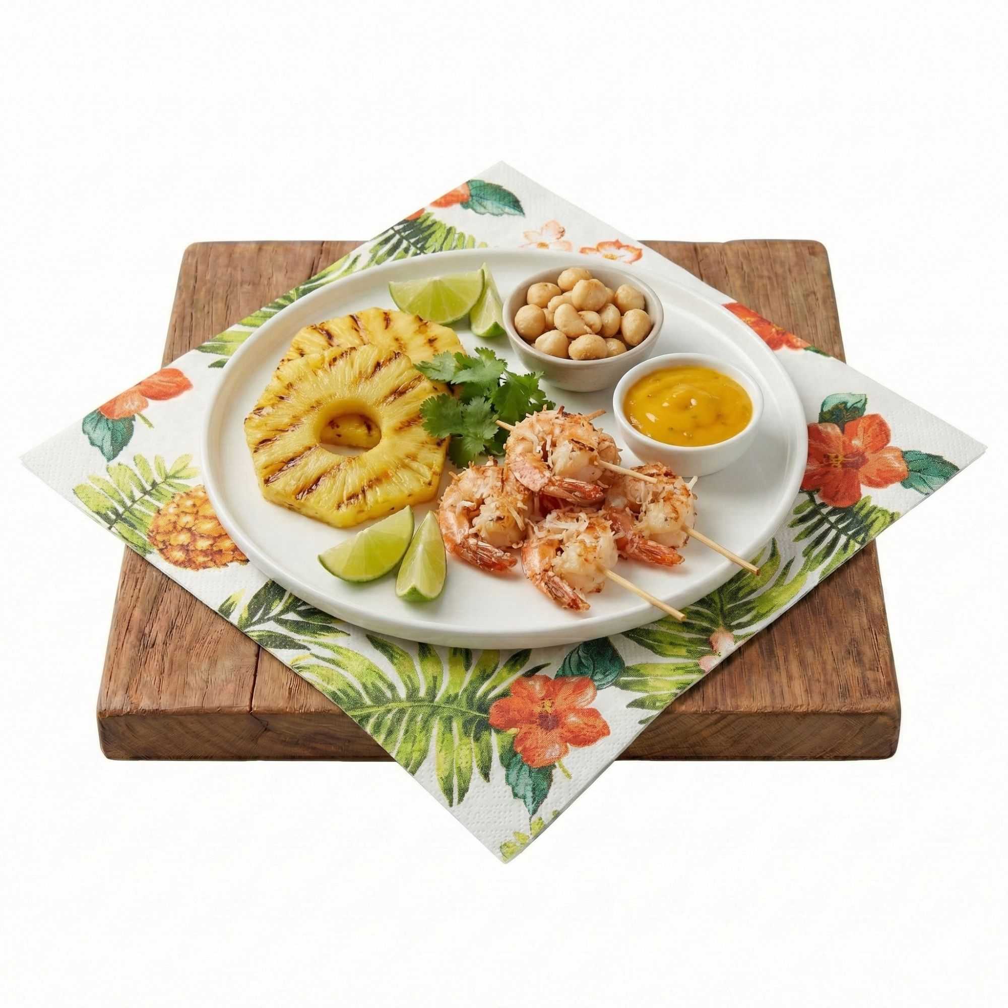 Luxenap White Paper Luncheon Napkin - Hawaiian Vacation - 13" x 13" - 20 count box