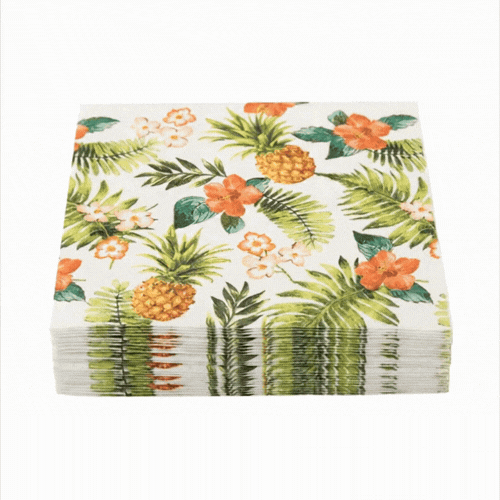 Luxenap White Paper Luncheon Napkin - Hawaiian Vacation - 13" x 13" - 500 count box