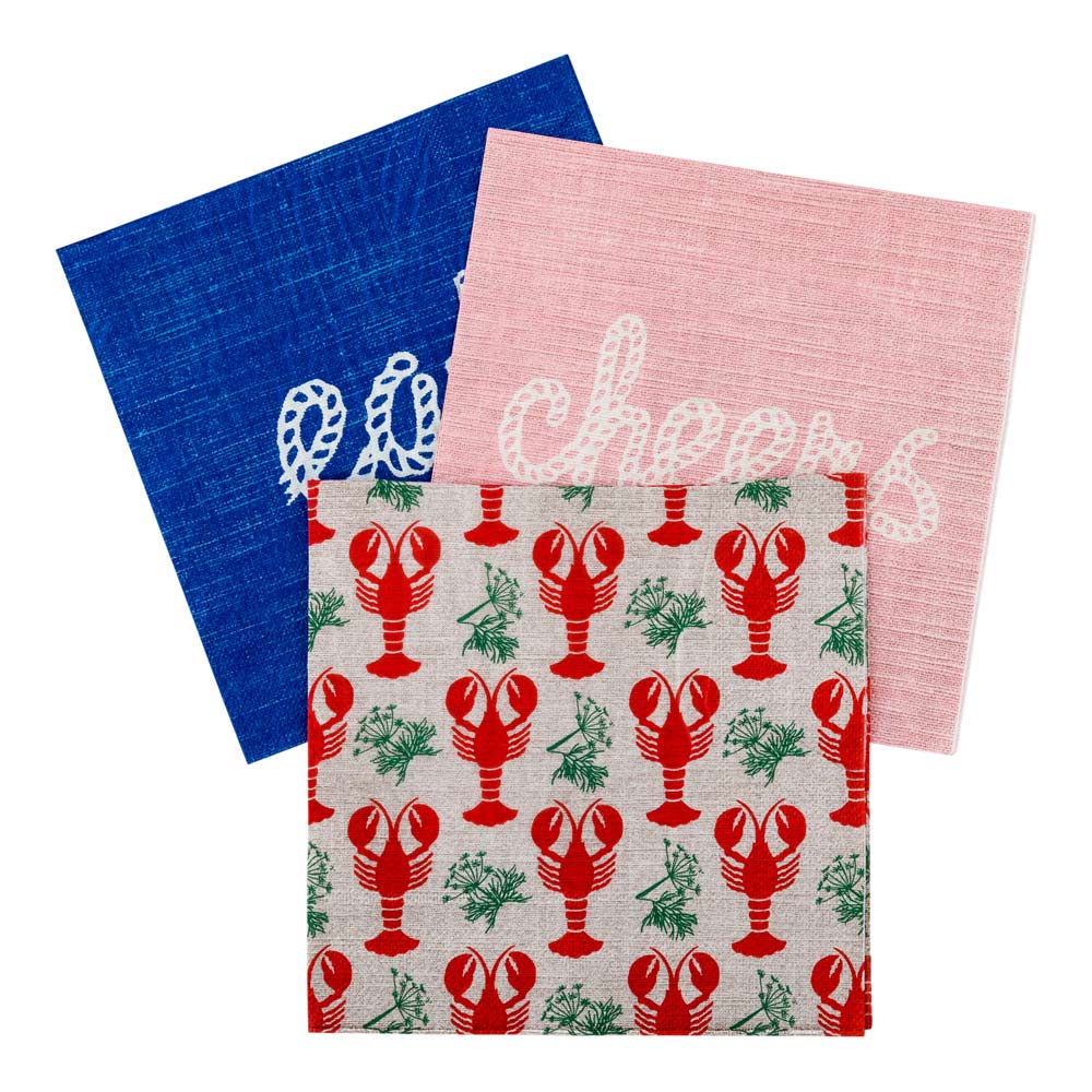 Luxenap Gray Paper Luncheon Napkin - Maine Lobster - 13" x 13" - 500 count box